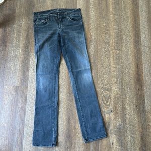 7 for all mankind dark grey jeans, skinny/straight leg size 27